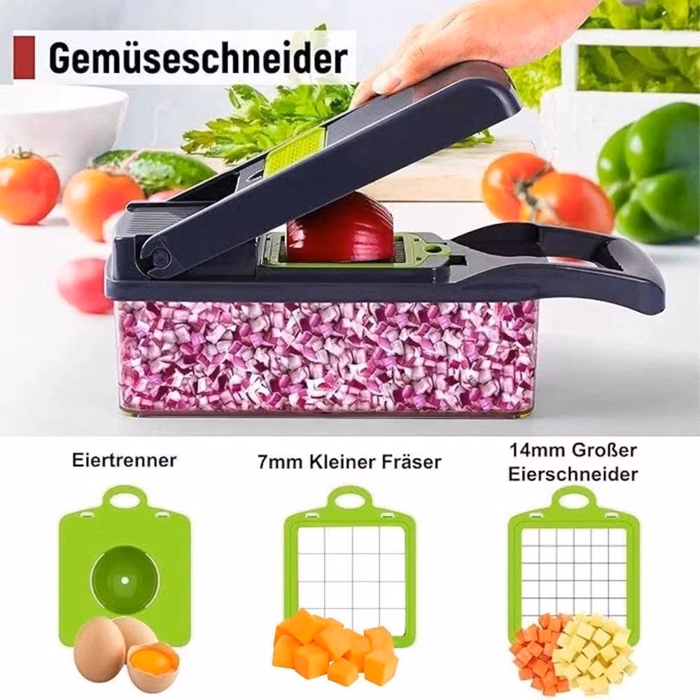 PAWNORA 16-in-1 Vegetable Slicer and Chopper with Multiple Blades in Transparent Plastic – 5