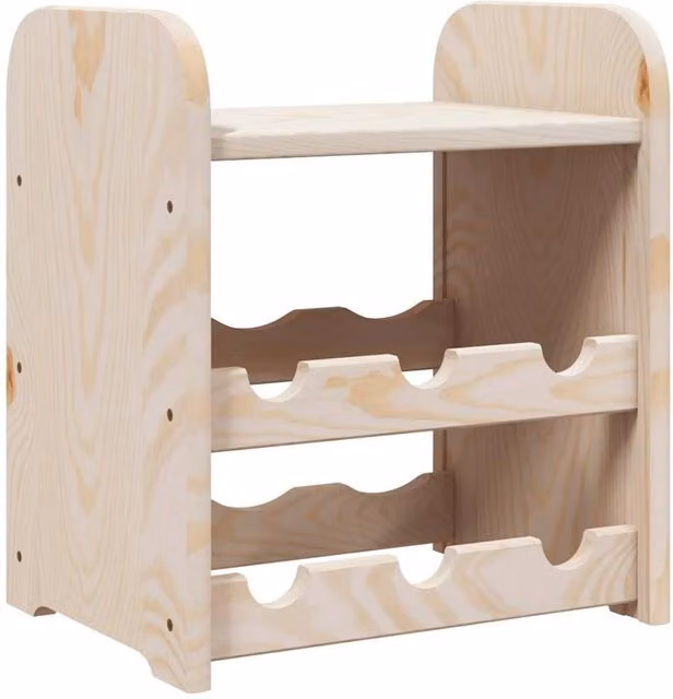 Berkfield Home Rustic Solid Pine Wine Rack with Top Board in Beige, W/D/H: 33 x 25 x 37 cm – 1