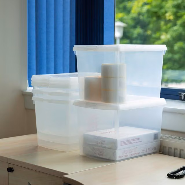 Wham Set of 5 Transparent Rectangular Plastic Storage Boxes with Lids, 21.5 l Each