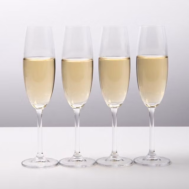 Mikasa Julie Set of Four Transparent Lead-Free Crystal Champagne Flute Glasses, 227 ml