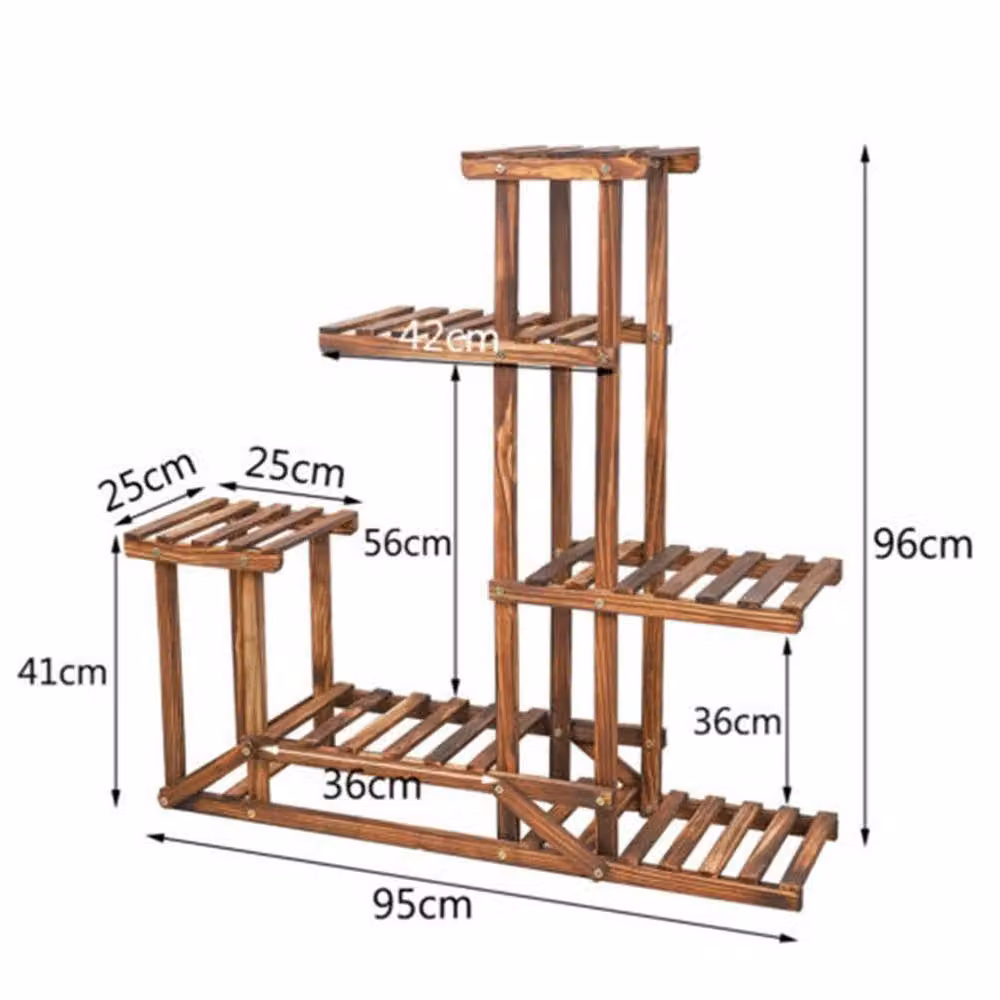 SPETLEK Rustic 6 Tier Wooden Ladder Plant Stand in Brown – 2