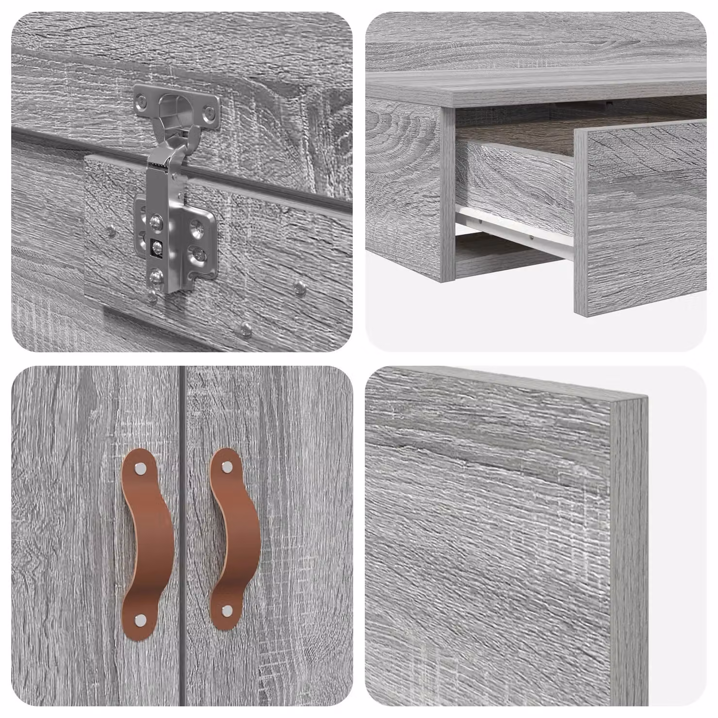 Berkfield Home Grey Sonoma Storage Bed Frame in Engineered Wood W/D/H: 236.5 x 140 x 31.5 cm – 2