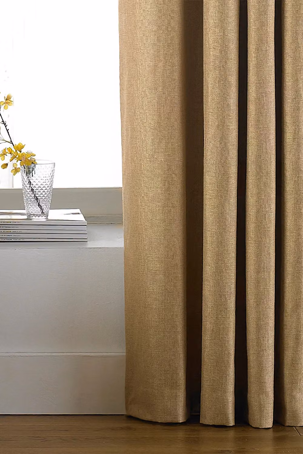 Paoletti Atlantic Twill Woven Eyelet Curtains in Yellow, Width: 229 cm, Drop: 137 cm – 3
