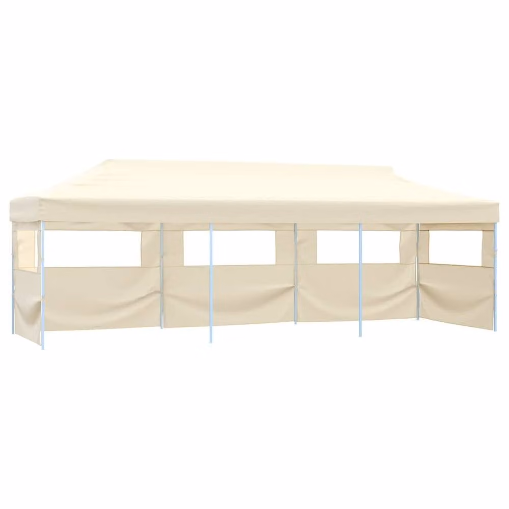Berkfield Home Full Folding Pop-up Party Tent with 5 Sidewalls, W: 9 m, D: 3 m, H: 2.91 m, Beige