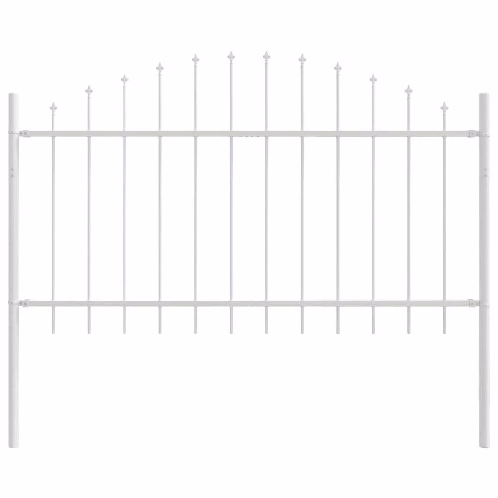 Berkfield Home Elegant Garden Fence with Hoop Top in White Steel, W: 1.7 m, H: 1 m – 2