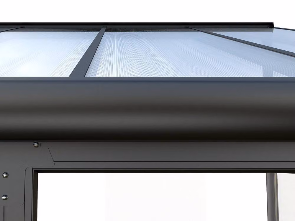 Vente-unique Aluminium and Polycarbonate Lean-to Veranda with UV Protection in Dark Grey – 4