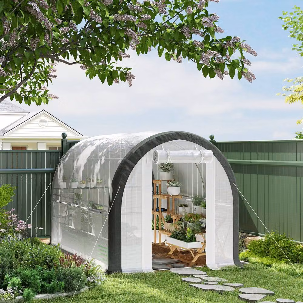 STILVORA White Walk-In Tunnel Greenhouse with Accessories, W: 300 cm, D: 200 cm, H: 200 cm – 2