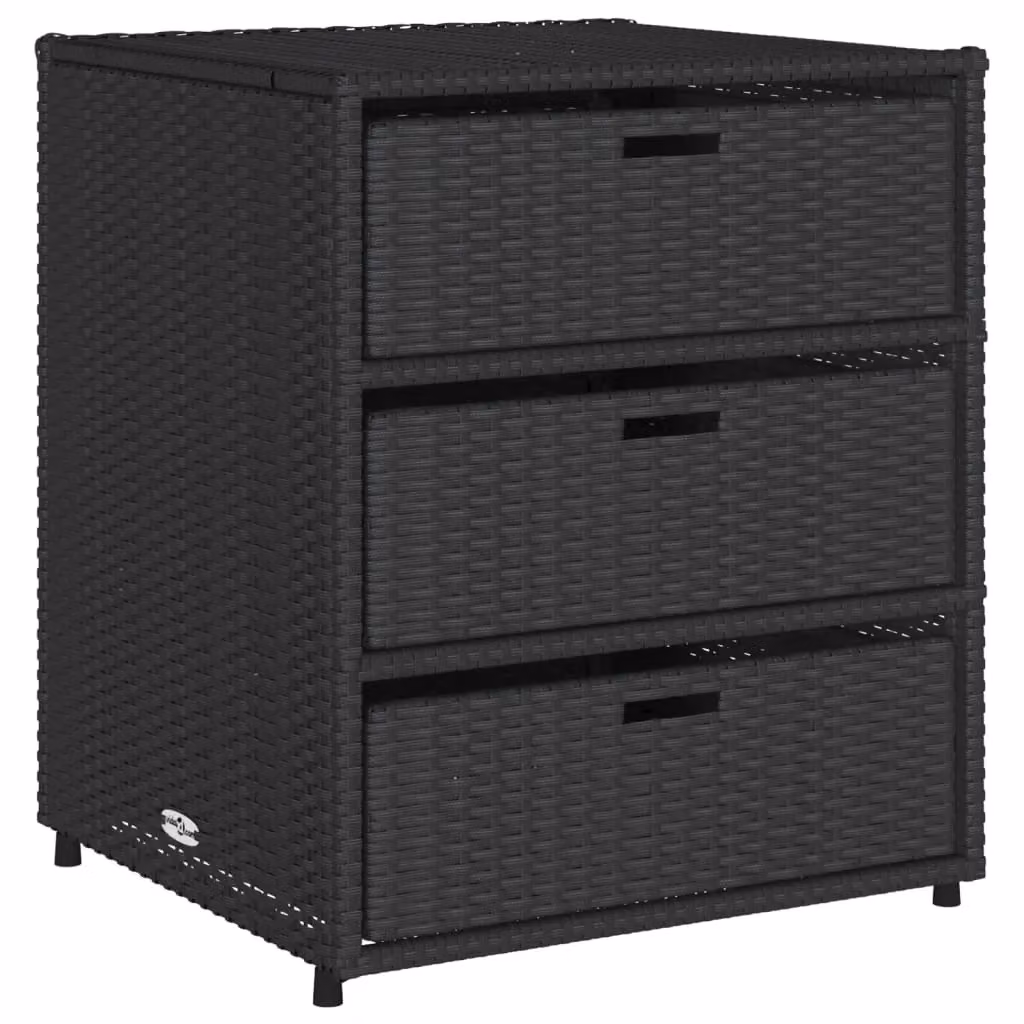 Berkfield Home Black Poly Rattan Garden Storage Cabinet W/D/H: 55 x 59 x 69 cm – 2