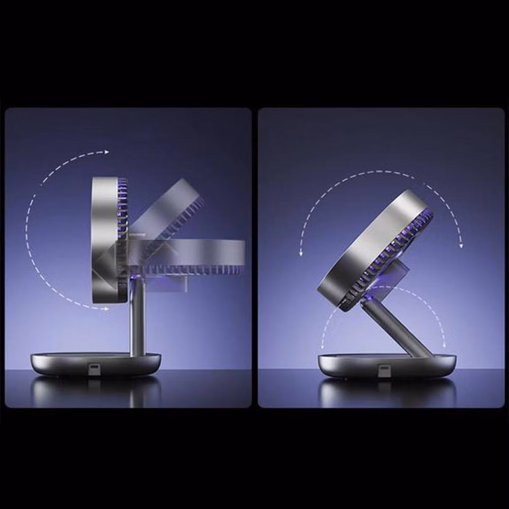 Quipulse Foldable Mini Fan with Colourful Ambient Light in White – 5