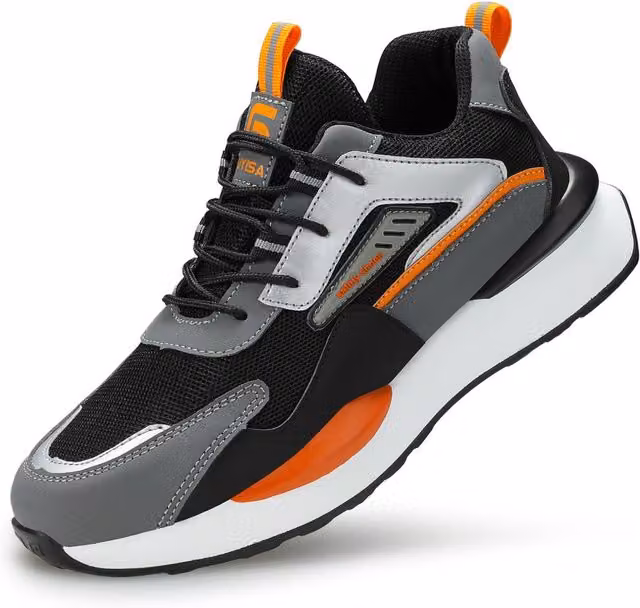 Safety Brands Men's Lightweight Water Resistant Steel Toe Cap Safety Trainers in Black, Size 7 UK – 1