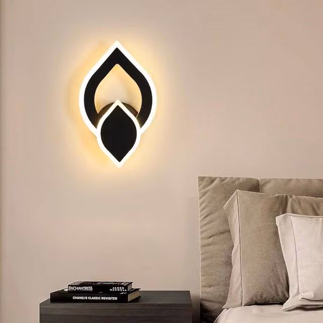 Goeco Modern Flower-Shaped LED Wall Light, 16W, 3000K Warm White, Black