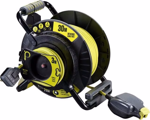 ProXT 1 Socket Extension Cable Reel with 30m Cable in Grey
