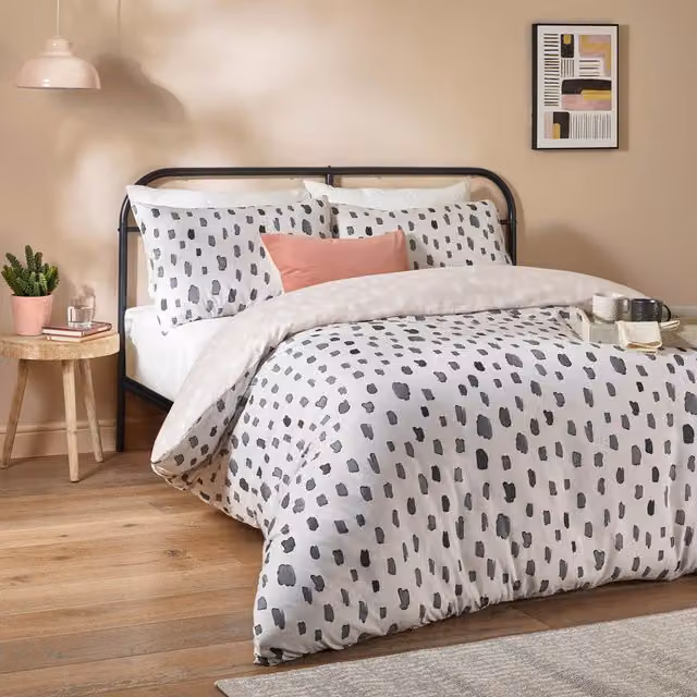Make It A Home Dotted Minimalist Duvet Cover, Anthracite, Silver and Multicolour, 90 x 200 cm