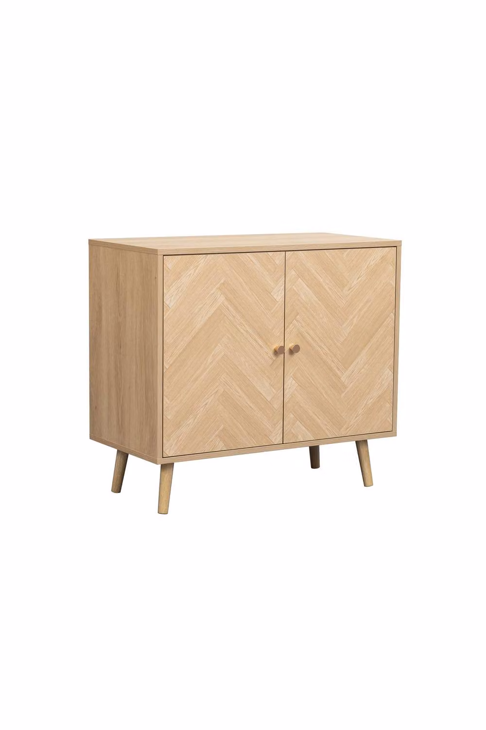 Birlea Herringford 2 Door Sideboard Storage Cabinet with Light Oak Parquet Design – 4