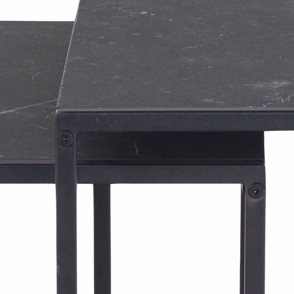 Wyld Haus Holbaeck Set of 2 Black Marble Effect Square Nesting Coffee Tables – 5