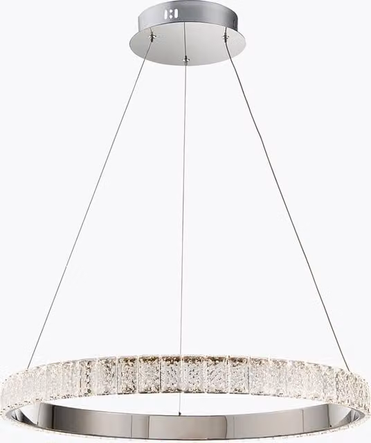 Perch & Parrow Valdis Contemporary Ring Pendant Light in Silver Chrome with Crystal and LED