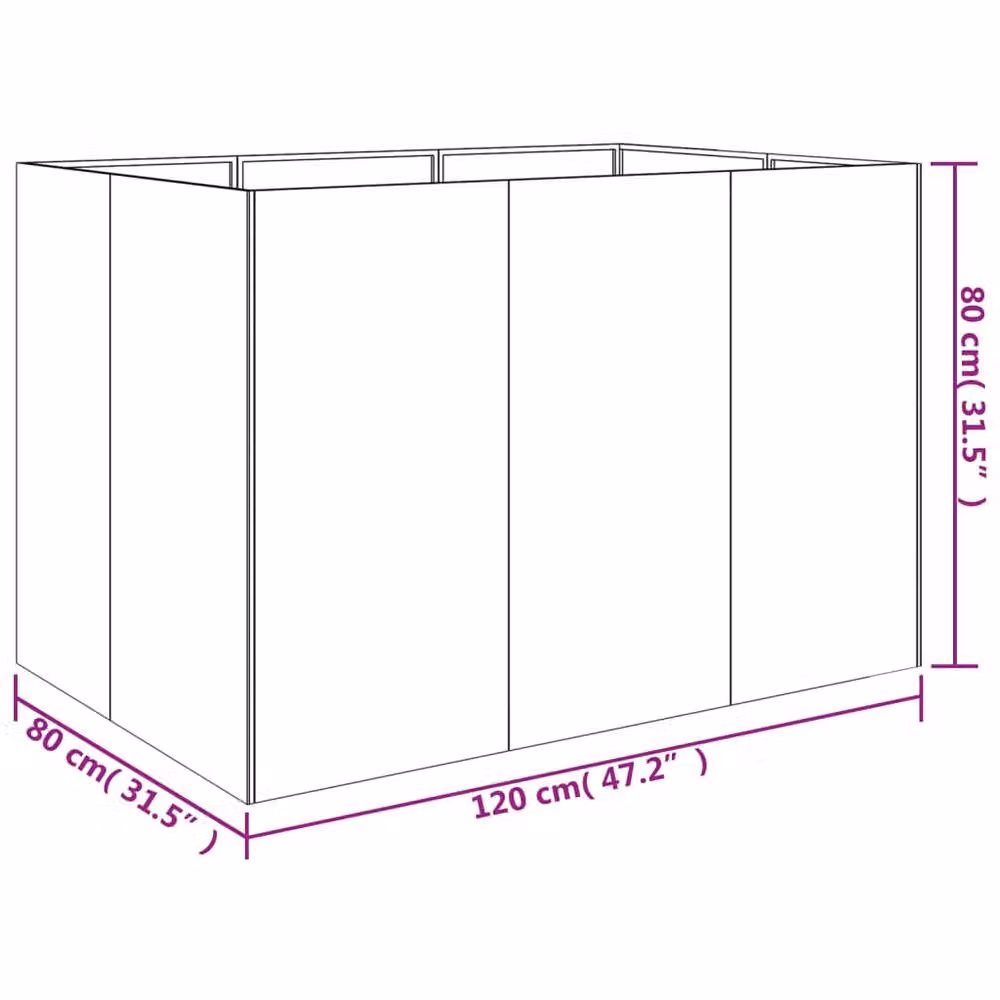 Berkfield Home Garden Corten Steel Raised Bed in Brown, W/D/H: 120 x 80 x 80 cm – 3