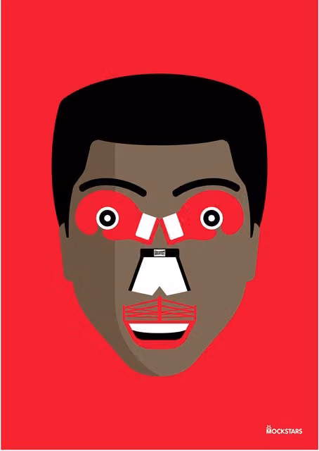 Mockstars Muhammad Ali Modern Red Art Print, A3