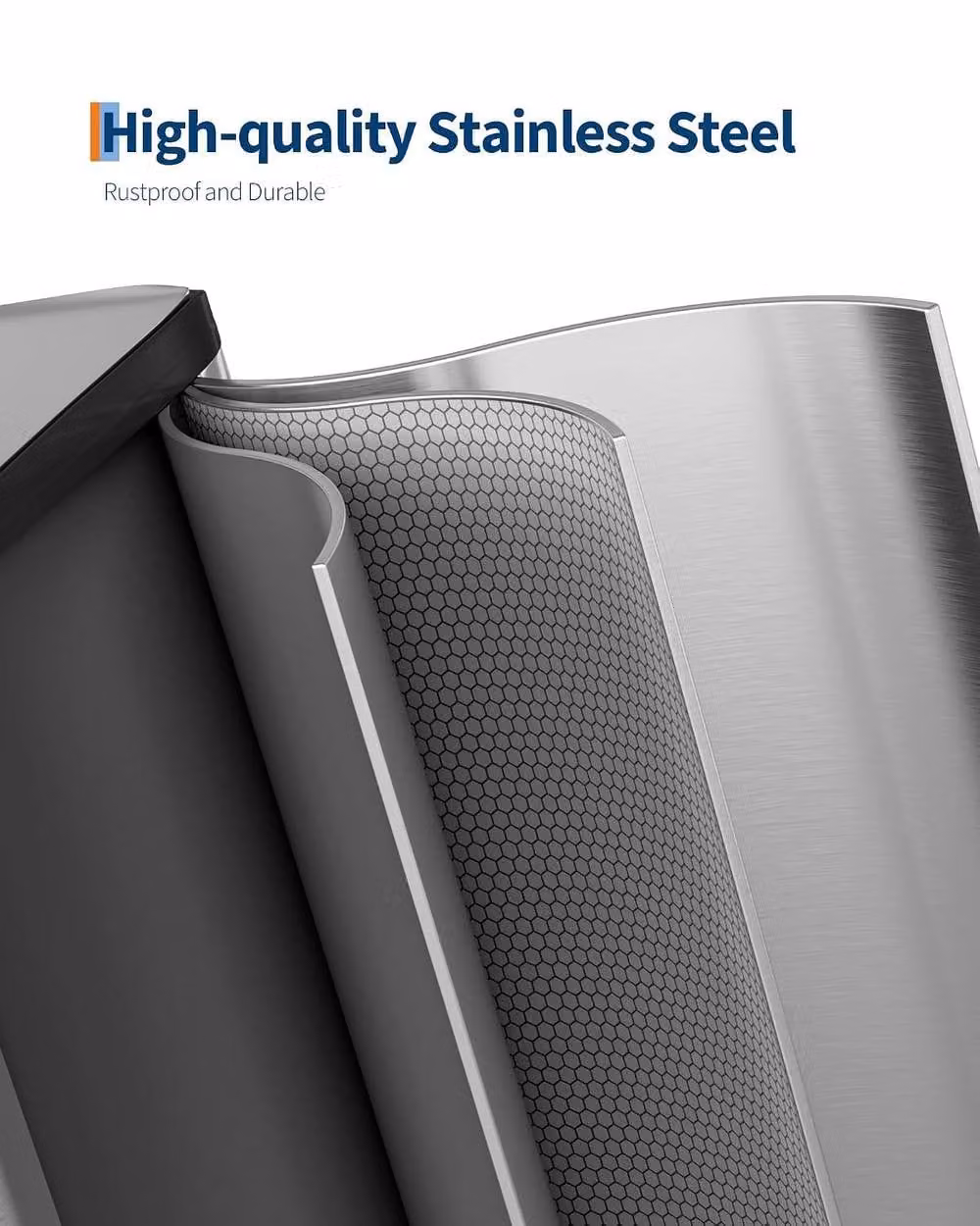 London Boutique Stainless Steel Kitchen Trash Can and Recycling Bin Set with Step Pedal, Silver, 30L and 6L – 2