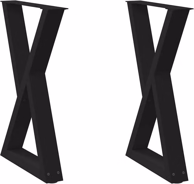 Berkfield Home Steel Dining Table Legs, 2 Pieces, Black Matt, W: 50 cm, H: 72-73.3 cm – 1