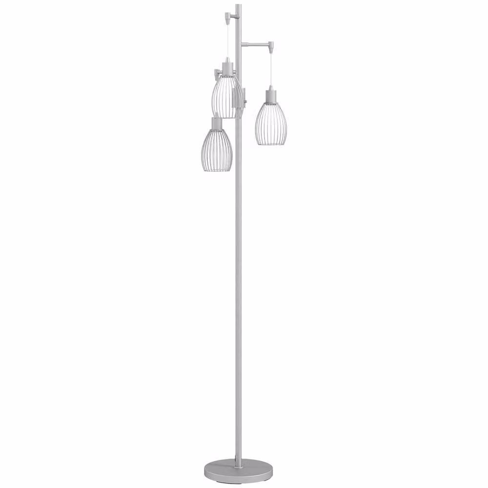 Wyld Haus Moba 3 Light Industrial Metal Floor Lamp in Silver Tone, Height: 170 cm – 2