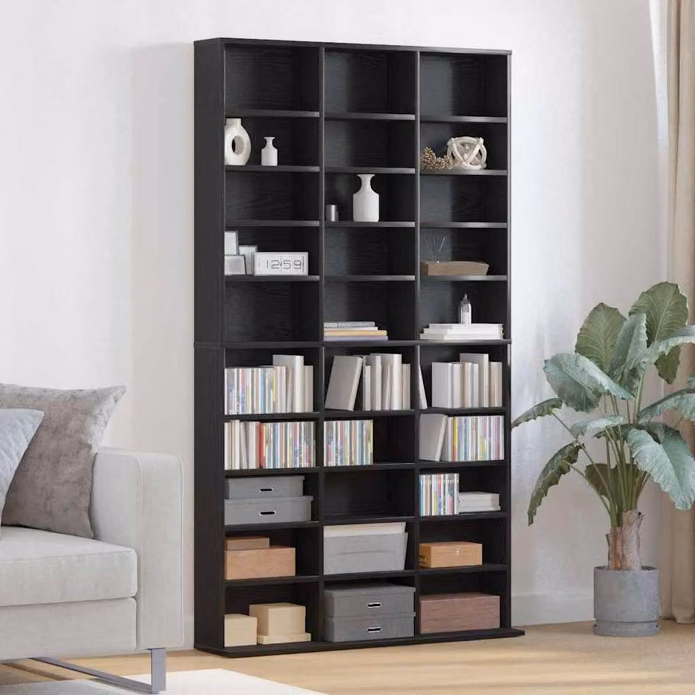 Berkfield Home Elegant CD Cabinet in Black Oak, W/D/H: 101 x 23 x 177.5 cm – 2