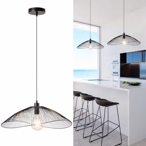 Harper Living Modern Black Metal Pendant Ceiling Light, Diameter: 65 cm – 1