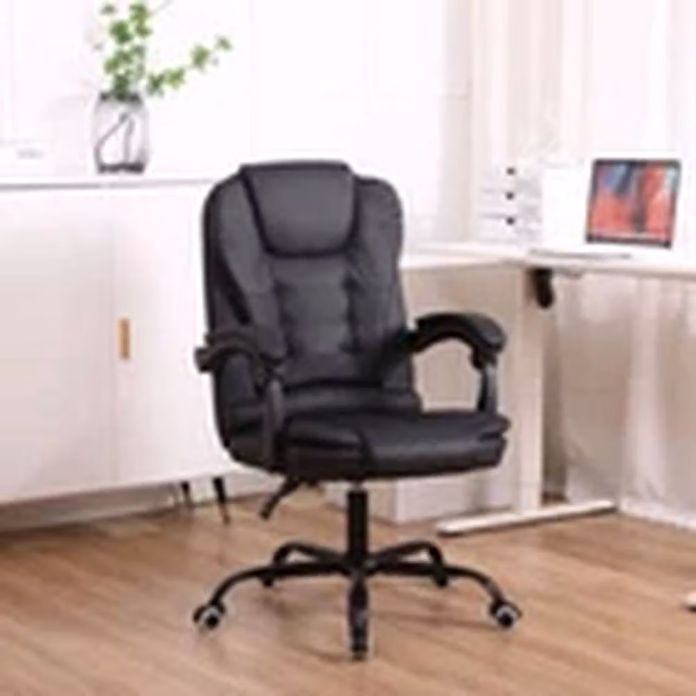 EONLION Black Faux Leather Reclining Executive Office Chair with Headrest and Height Adjustment – 2