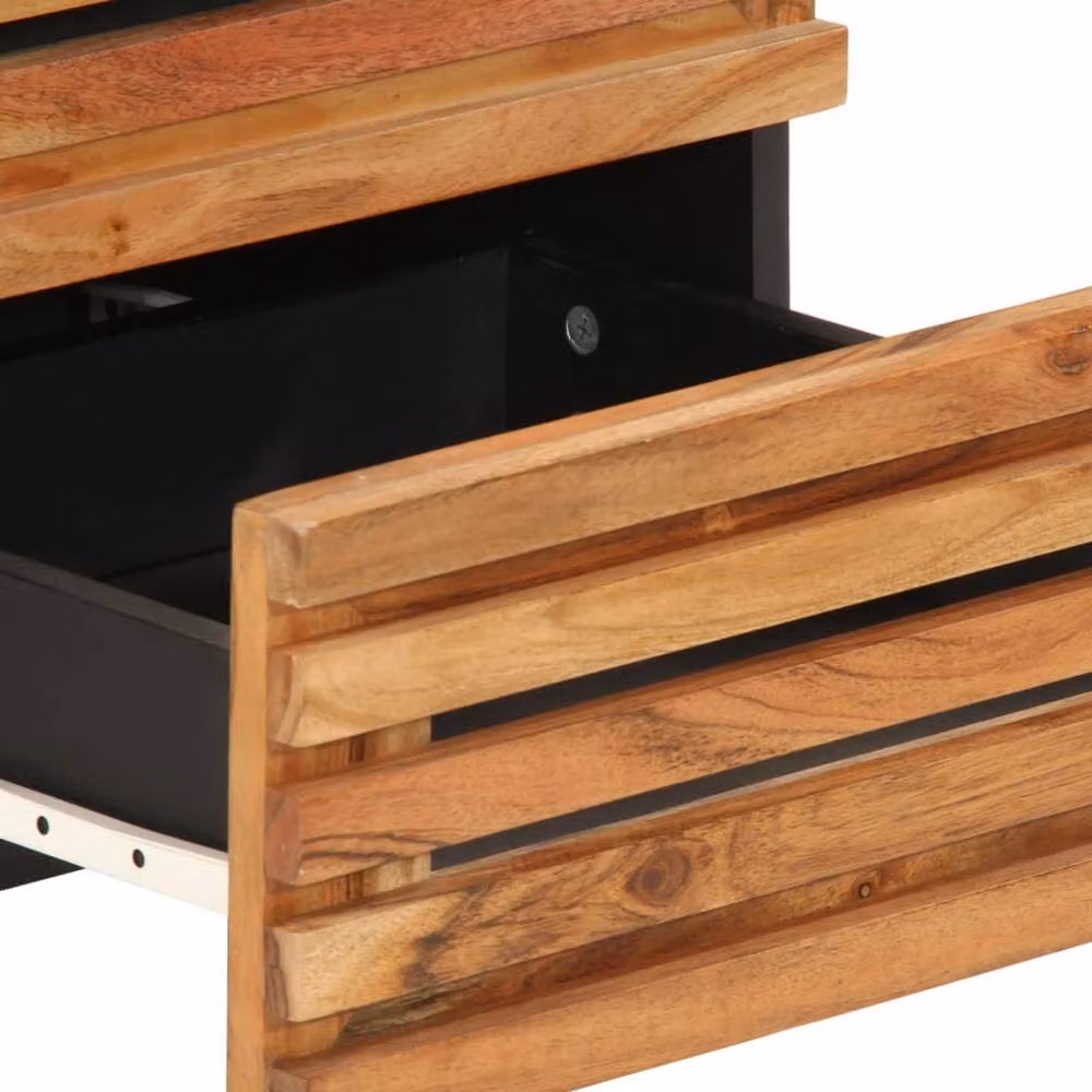 Berkfield Home Set of 2 Decorative Bedside Cabinets in Brown Solid Acacia Wood, W: 40 cm, D: 34 cm, H: 46 cm – 5