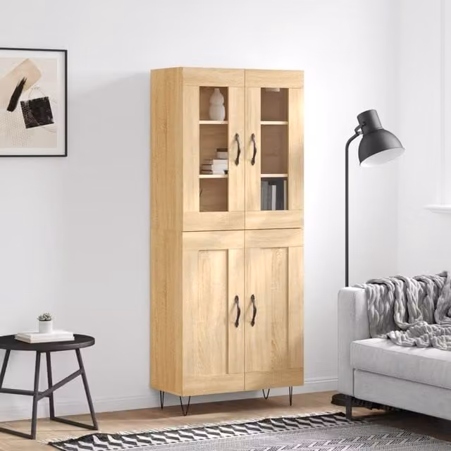 Berkfield Home Sonoma Oak Highboard in Brown, W/D/H: 69.5 x 34 x 180 cm – 1