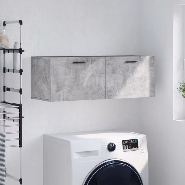 Berkfield Home Wall Cabinet in Concrete Grey, W: 100 cm, D: 36.5 cm, H: 35 cm