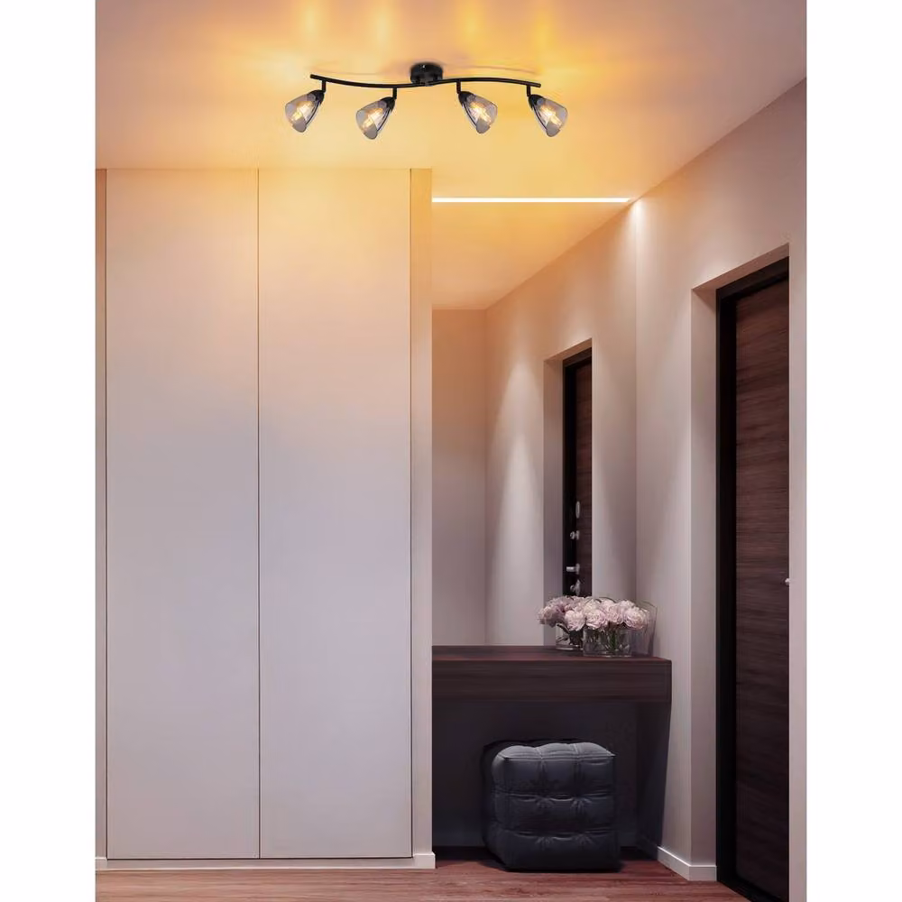 Netlighting Paula Ceiling Spotlight Bar in Matt Black with Smoke Glass Shades, 4x E14 – 2