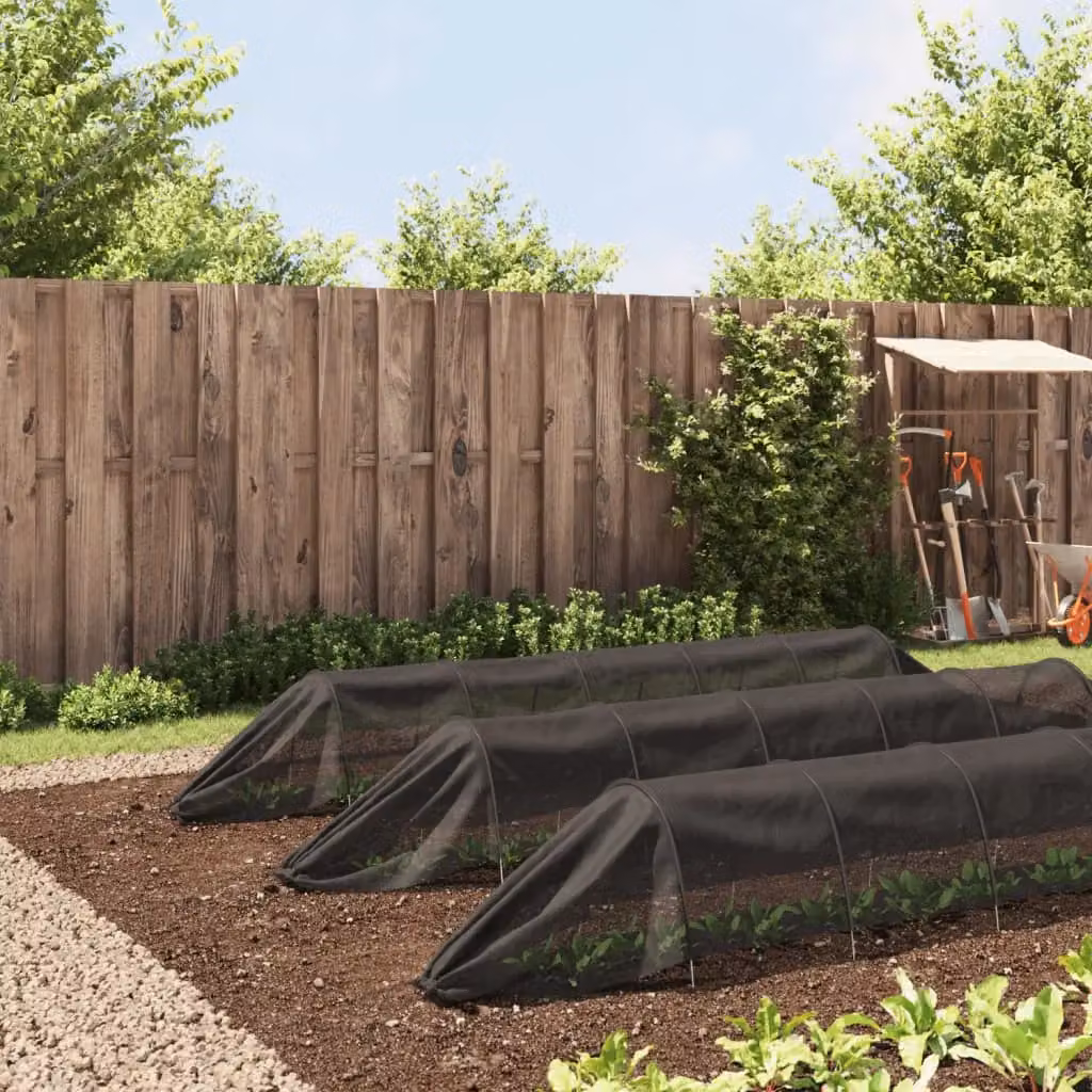 Berkfield Home Netting Tunnels 3 Piece Set in Black Steel and Polyethylene Growing Aid – 3
