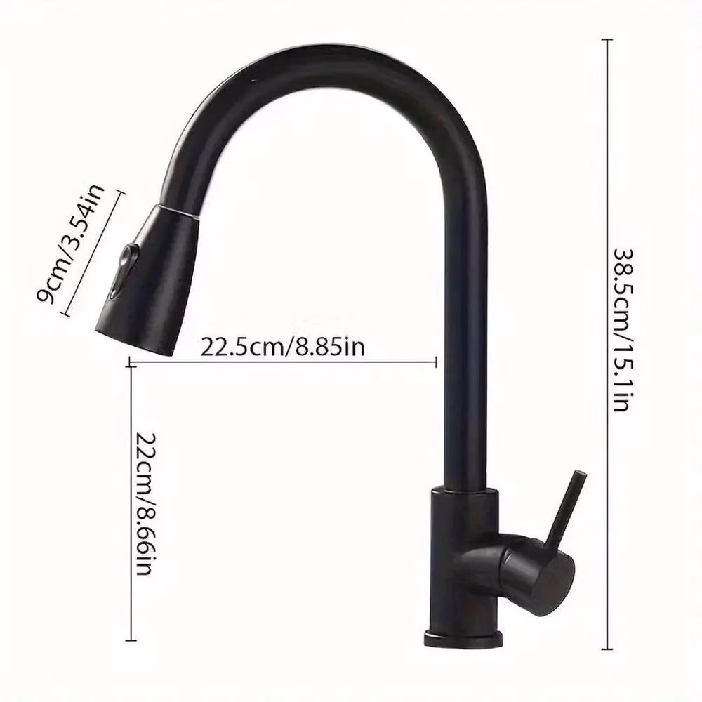 FORIOUS Matt Black Stainless Steel Single Lever Kitchen Sink Mixer Tap with Pull Out Spray Swivel Spout – 2