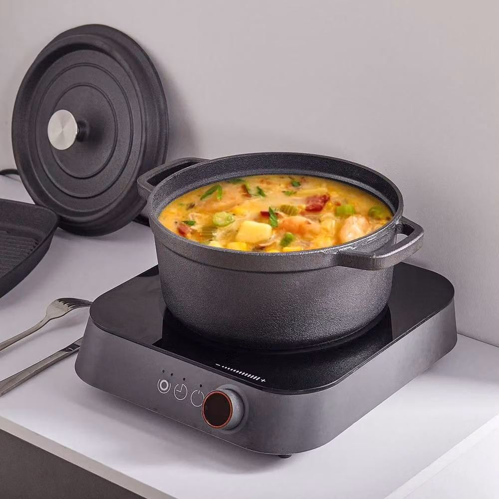 FLAVORA 2.5 Litre Cast Iron Dutch Oven Casserole Pot in Black – 3