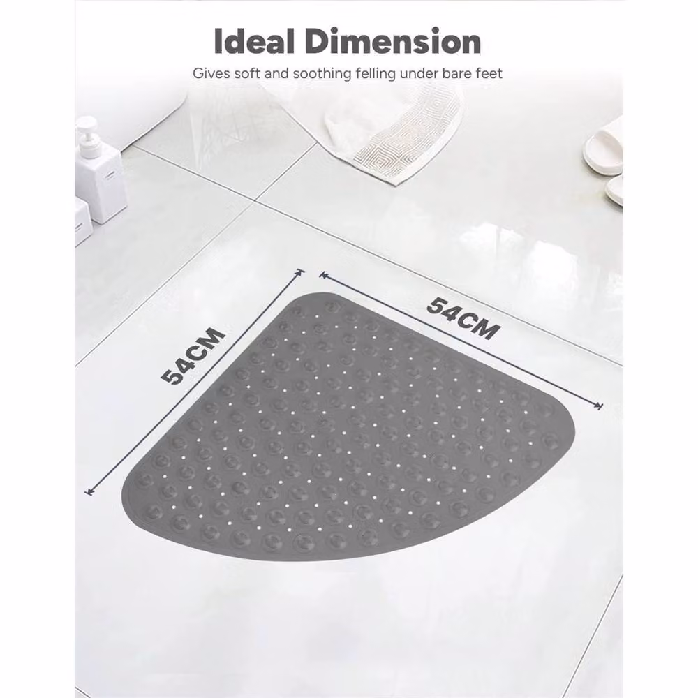 Nordara Grey Anti-Mould Non-Slip Corner Shower Mat, 54 x 54 cm – 2