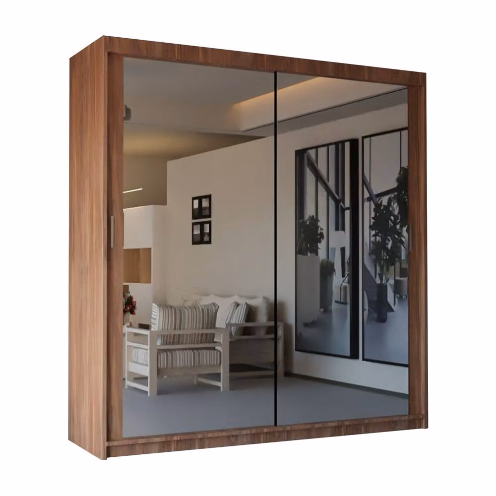 Sliding Wardrobes 4U Modern Double Sliding Door Wardrobe in Walnut, W: 203 cm, H: 217 cm – 2