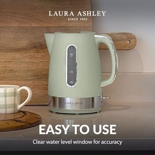 Laura Ashley VQ Stainless Steel Jug Kettle, Green, 1.7 l – 3