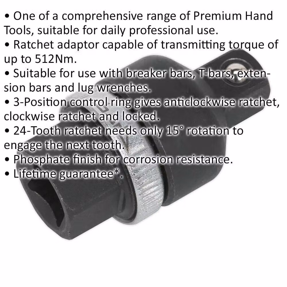 Loops 1/2 inch Sq Drive 24-Tooth Ratchet Adaptor for Breaker Bars, Black and Multicolour – 2