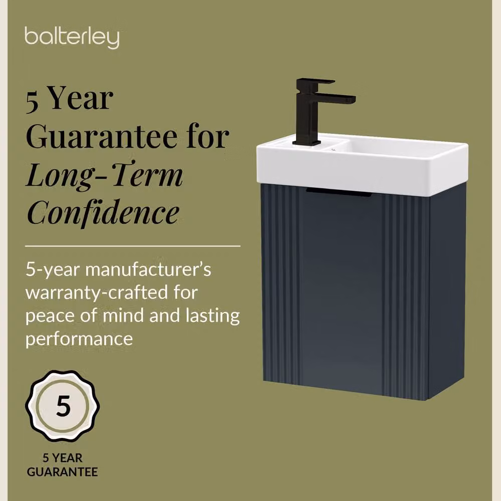 Balterley Dark Grey Wall Hung Vanity Unit with Black Handle and Soft Close Doors, Width: 40 cm – 3