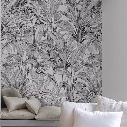 Grandeco Aliare Botanical Palm Jungle 3 Panel Repeatable Mural, White, W: 159 cm, H: 280 cm – 1