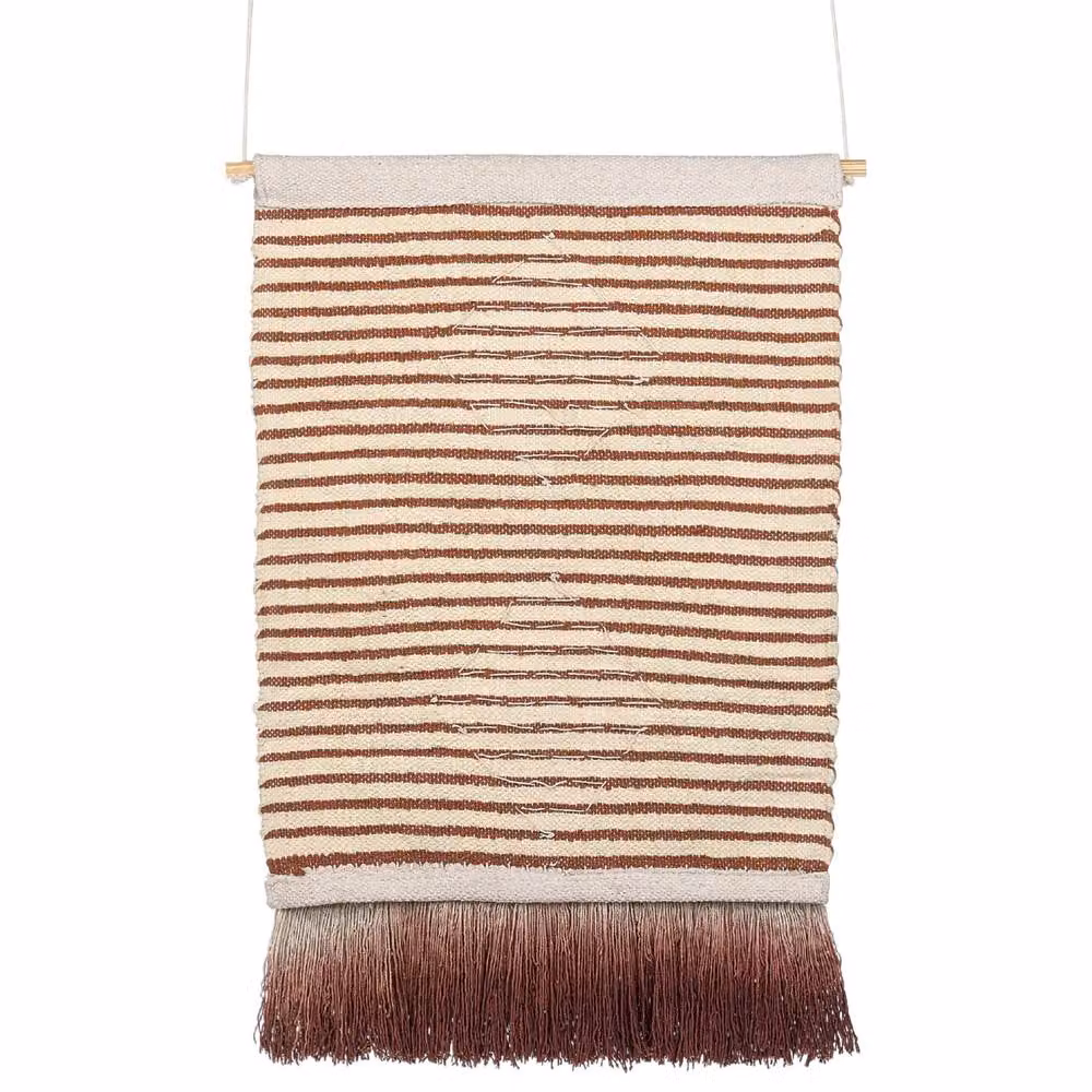 Wyld and Coco Handwoven Red and Beige Geometric Textile Wall Hanging, W: 53 cm, H: 75 cm – 2