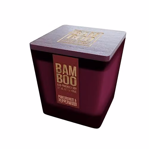 Heart and Home Large Bamboo Candle in Pomegranate and Pepperwood