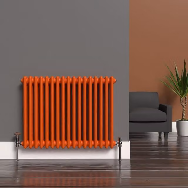 Lux Heat Horizontal Column Radiator, 2 Column, Orange, W: 78.5 cm, H: 60 cm