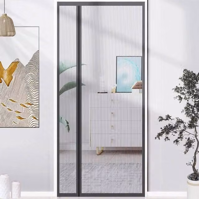 NESTLUNE Magnetic Mesh Mosquito Net Curtain Door in Grey, Width: 100 cm to 150 cm