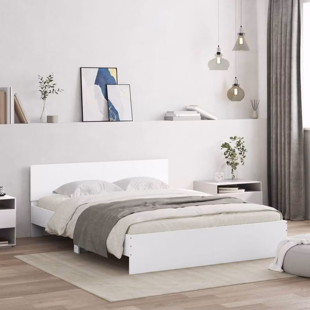 Berkfield Home Durable Bed Frame with LED Under-Bed Lighting in White, W/D/H: 160 x 200 x 70 cm – 2