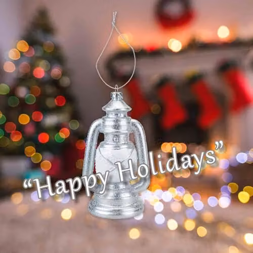 VFM e-Store White and Silver Glitter Lamp Christmas Tree Ornament, H 15.5 x W 8 x D 6.5 cm – 4