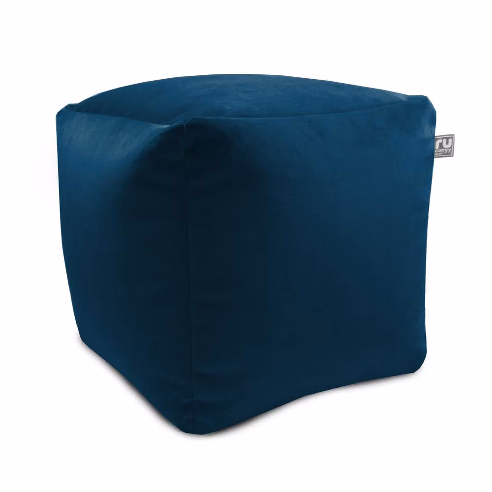 rucomfy Velvet Cube Bean Bag Pouffe in Dark Blue – 2