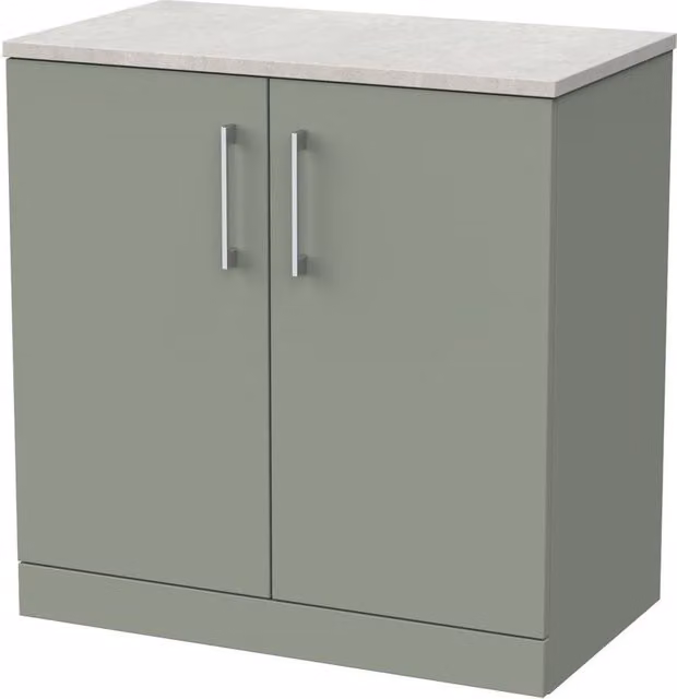 Balterley Pershall 2 Door Bathroom Vanity with White Sparkle Top, Reed Green, Width: 80 cm