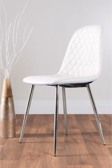 FurnitureboxUK Palma White High Gloss Round Dining Table and 6 Corona Silver Chairs